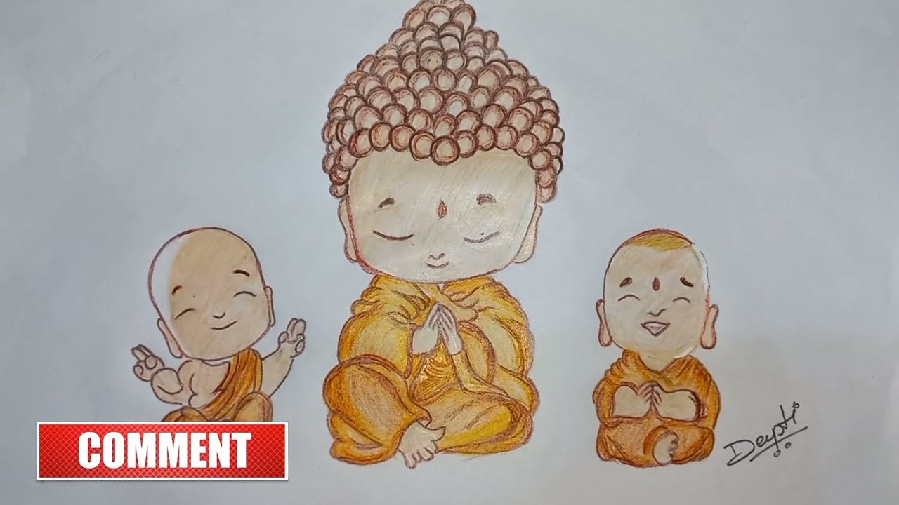 Buddha Purnima mandala art, Little Buddha drawing.. check out this video  full tutorial link in Bio 🤗❤️. . . . . #buddha #buddha