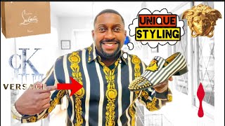 Men Versace Silk Shirt With Christian Louboutin Shoes