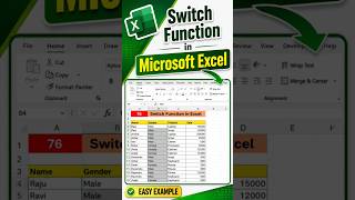 Switch Function in excel 🔥🔥| Excel Formula in excel | 💯 excel Working Tips #excel #exceltips #shorts