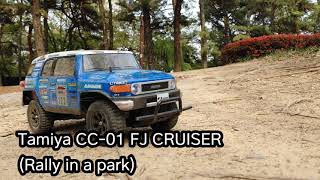 Tamiya CC-01 FJ CRUISER (Off road Rally in a park)(modified rear shock)(21.04.18)