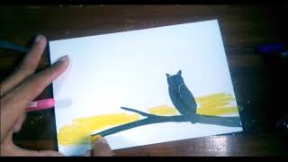 Cara Menggambar Pemandangan Burung Hantu - How to Draw an Owl