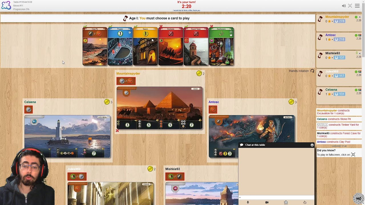 7 Wonders (updated) / How to play / Board Game Arena EP.5 / BGA