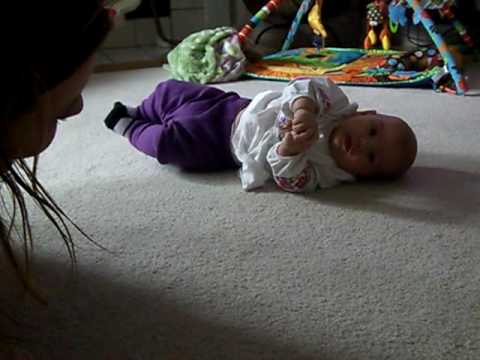 Claire Bear rolls over for the first time!!!