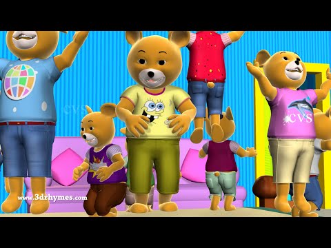 Ten Little Teddy Bears Jumping on the Bed Song - 3D Animation Nursery Rhymes for Children