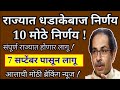 खुशखबर.. आनंदाची बातमी || राज्यात धडाकेबाज 10 निर्णय || 7 सप्टेंबर पासून संपूर्ण राज्यात लागू