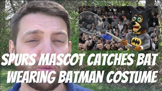 Spurs Mascot Catches Bat Wearing Batman Costume
