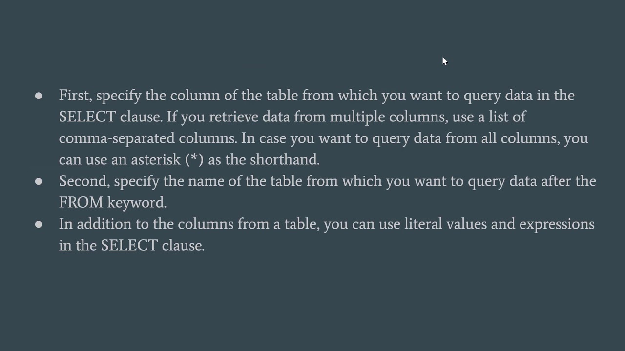 PostgreSQL tutorial : Select, Order By, Select Distinct - YouTube