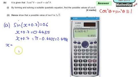 AQA Core 2 C2 June 2015 Q6 Trigonometric equations