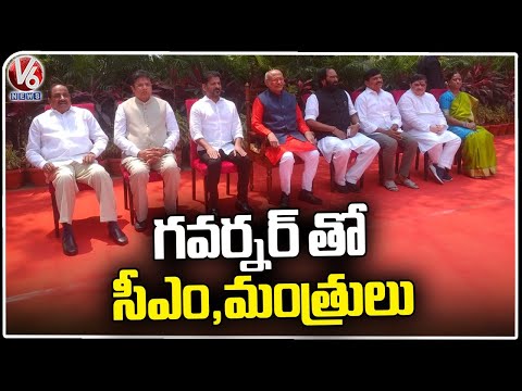 CM Revanth Reddy and Ministers With Governor CP Radhakrishnan | V6 News - V6NEWSTELUGU