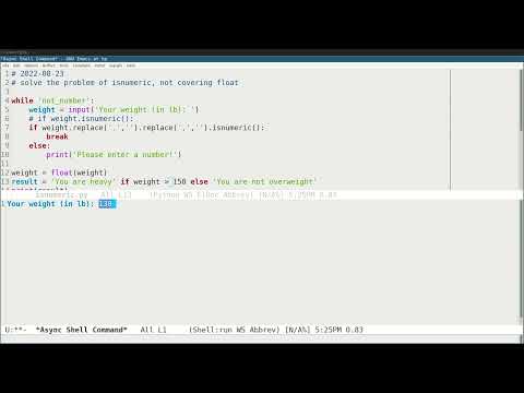 Python in Emacs 0070 - How to solve the imperfection of 'isnumeric' in detecting float number?