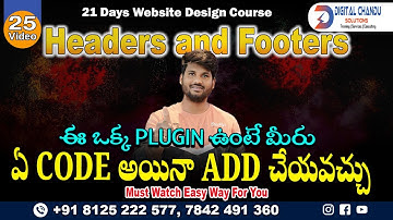 How to Add Header and Footer in Wordpress Page | Wordpress Telugu Tutorials | Digital Chandu