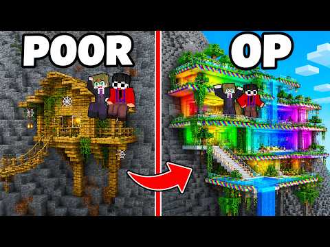 POOR vs OP Mountain Base Battle in Minecraft!