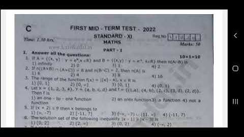 11th Mathematics First Mid Term Test Question Paper 2022/#SDacademy