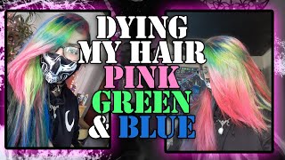 Dying My Hair Pink Green and Blue!