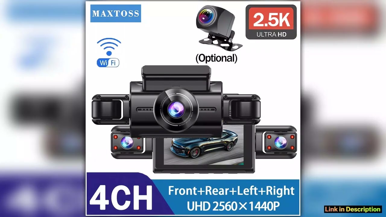 25K 4 Lens 360 Degree Dash Cam For Cars WIFI APP Car DVR 4Channel Front Camera Video Recorder Rear