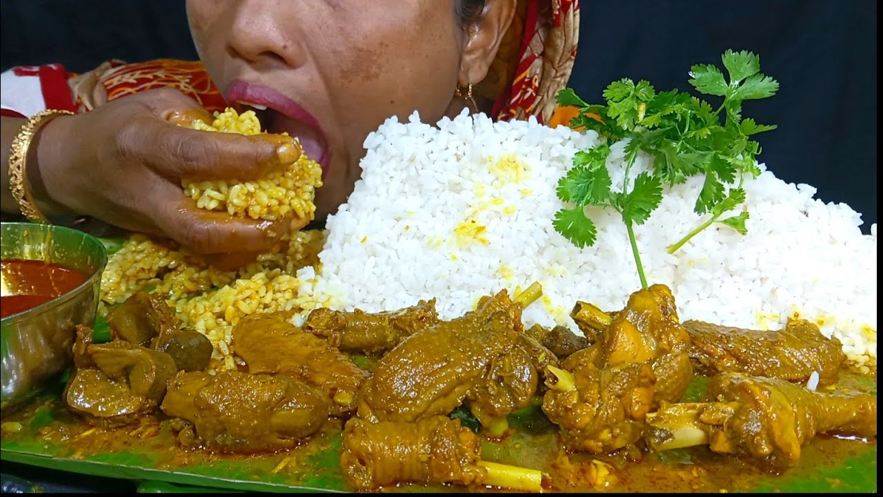 EATING SPICY 🔥 DESI CHICKEN CURRY WITH RICE, EATING SHOW, MUKBANG, ASMR 