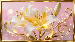Luxury 3D Lily Floral Artwork | 2 Hour Golden Frame TV Art | 4K Calm Elegant Aesthetic screenshot 2