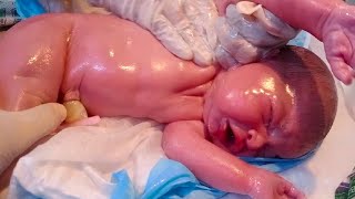 New born male baby came very strong and healthy baby clean baby with baby oil baby is deliverd nvd ?