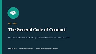 The General Code Of Conduct. RE Exam Preparation