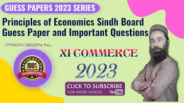 Principles of Economics I COM Part 1 | Guess Paper & Important Question for 2023