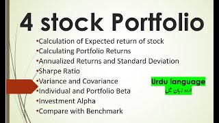 Four Stock Portfolio in Excel: Portfolio Returns, Risk &amp; Performance | Urdu Tutorial FB| AAPL | MSFT