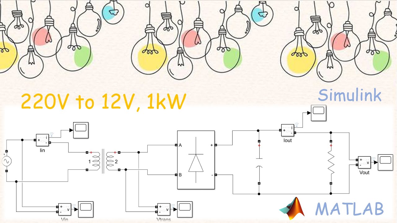 220V to 12V with Transformer (Simulink)