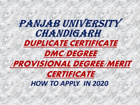 How to apply for DUPLICATE CERTIFICATE-DMC,DEGREE,MERIT CERTI,PROVISIONAL DEGREE (PANJAB UNIVERSITY)