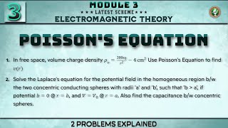 3 Poisson Equation 2 Problem Explained Module 3 4th Sem Electromagnet theory ECE 2022 Scheme VTU