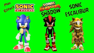 3 футажа sonic, shadow sonic, escalibur sonic на зеленом фоне/on a green screen