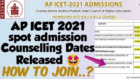 AP ICET 2021 Spot Admissions Notification Released//How to join- Documents Required/Fee/Vacant Seats