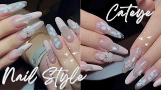 Pink Cat Eye Nails Tutorial 🌸 3D Flower Soft Pink Aesthetic Nails Design | Gel Nails Easy Guide 2026 screenshot 2