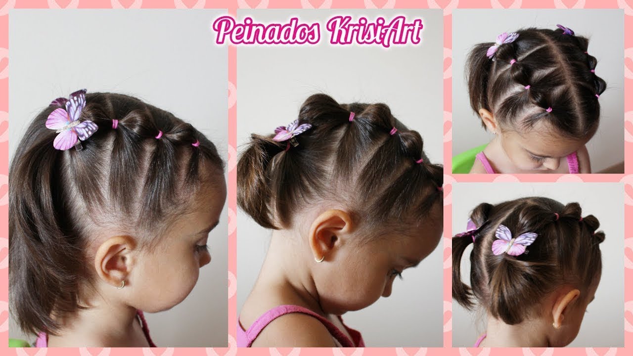 PEINADOS para BEBES de 2 años / Peinados con LIGAS para NIÑAS con CABELLO  CORTO KrisiArt 