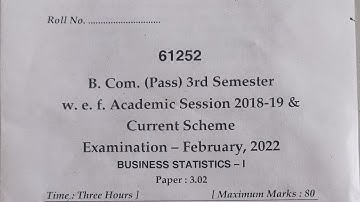 MDU B.Com Business Statistics 3rd semester, February 2022 Question Paper