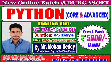 PYTHON (CORE & ADVANCED) Online Training @ DURGASOFT