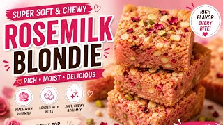 Learn how to make soft and fudgy Rosemilk Blondie at home!💗Dessert Recipe #blondies #egg#fyp  screenshot 1