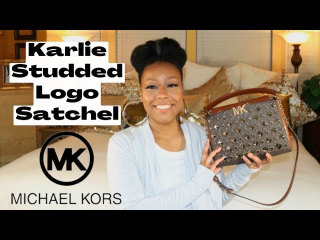 Karlie Medium Pebbled and Snake Embossed Leather Satchel