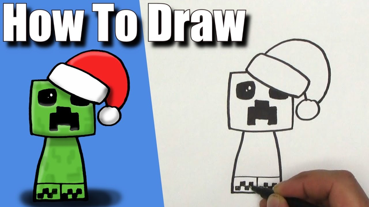 How To Draw A Christmas Creeper Easy Step By Step Youtube