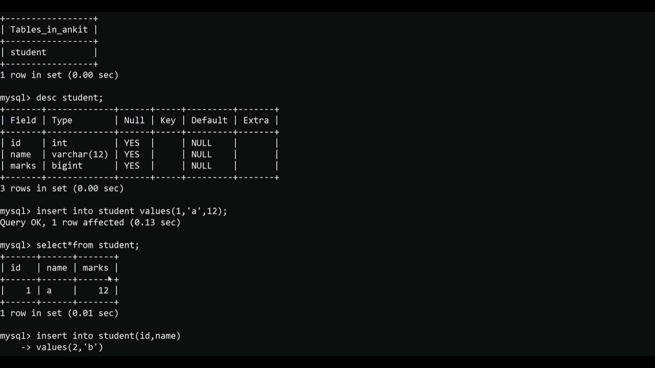 how to insert values in a MySQL table. - YouTube
