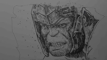 Drawing Gladiator Hulk (Thor 3 Ragnarok) ink and pen