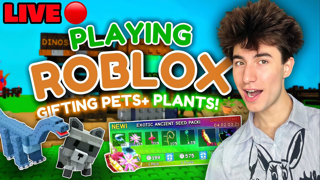 🛑LIVE! PLAYING ROBLOX+ GIFTING PETS & PLANTS! JOIN ME! - YouTube