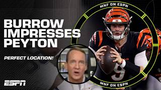 PERFECT LOCATION! 👏 Joe Burrow impresses Peyton Manning with TD pass to Ja'Marr Chase | ManningCast