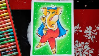 Ganesh drawing | how to draw lord Ganesha with oil pastel drawing |  Ganesha drawing