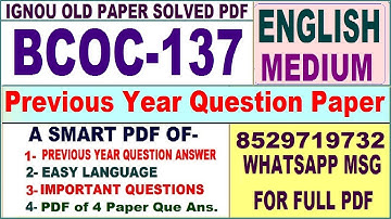 BCOC 137 Previous Year Question Paper Solved in English || bcoc 137 important questions with answers