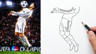 Cristiano Ronaldo Jumps to Control the Ball ⚽ | Realistic Pencil Drawing ✏️ | Step by Step