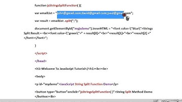 STRINGS SPLIT METHOD IN JAVA SCRIPT DEMO
