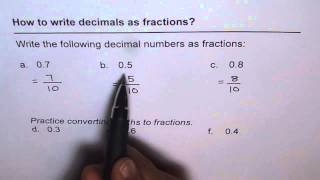 01 Write Decimals in Tenths as Fractions
