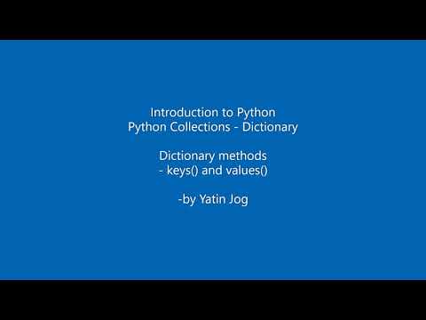 Dictionary methods - keys() and values() - YouTube