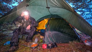 CAMPING In EXTREME STORM Conditions  Heavy Rain  STRONG Winds