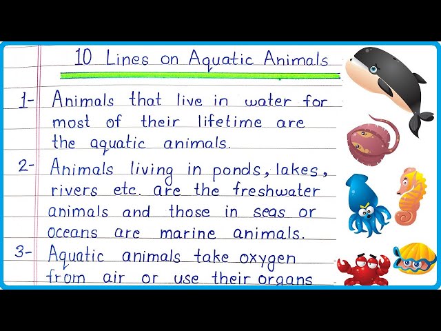 10 Lines on Aquatic Animals for Children and Students of Class 1, 2, 3, 4,  5, 6