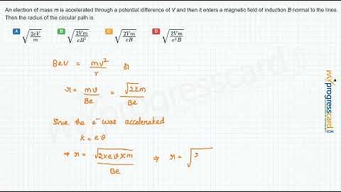 An electron of mass m is accelerated through a potential difference of V